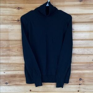 Black Merino Wool Turtleneck Sweater